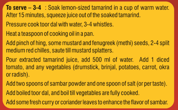 Sambar recipe